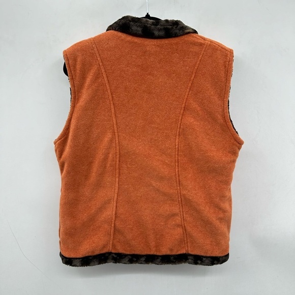 FAUX Fur reversable woman button brown-orange boho gorpcore vest MEDIUM - Picture 4 of 14